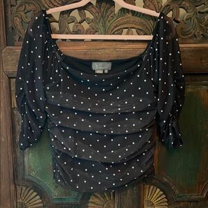 Anthropologie Black Polka Dot Women's Top